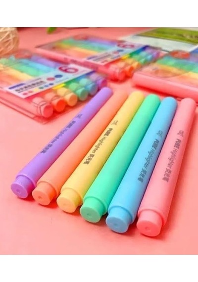 Pastel Renk Fosforlu İşaretleme Kalemi 6'lı Set, İşaretleme Kalemi, Okul Ve Öğrenciler İçin Çok Renkli