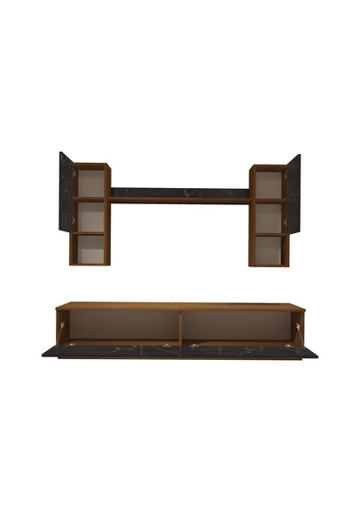 Decoraktiv Eko 5dab Mdf Std Tv Ünitesi Tv Sehpası Ceviz - Siyah Mermer