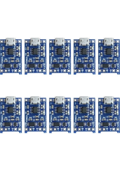 Tp4056 Micro Usb 1s 3.7v Lipo, Li-ion Pil Bms Korumalı Şarj Devresi - 10 Adet