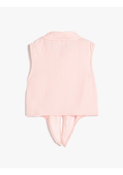 Koton Crop Gömlek Kolsuz Cep Detaylı Belden Bağlamalı Pembe 5skg60025aw Pembe