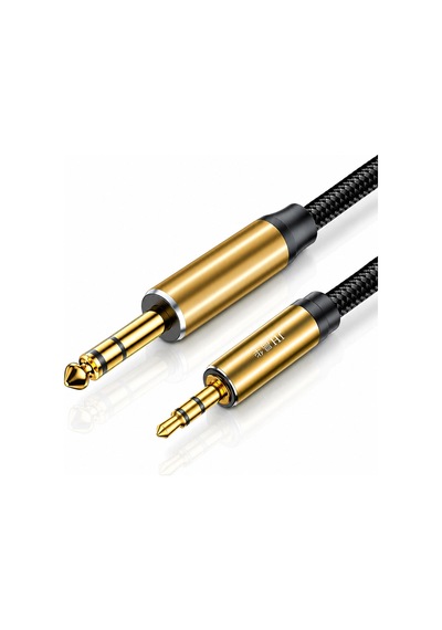 3.5mm - 6.35mm Ses Kablosu, 6.5mm Jak Dönüştürücü Audio Kablo, Gitar Amfi Mikrofon Kulaklık Elektro Piyano Uyumlu, Naylon Örgü, Altın Kaplama, Metal Gövde A583h