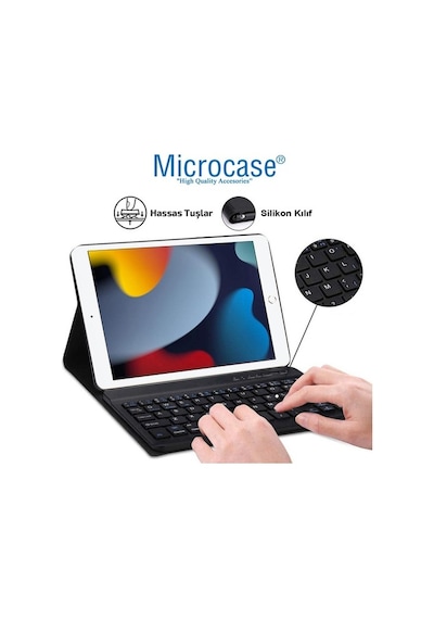 Apple Uyumlu iPad, 9.Nesil 10.2 2021 Bluetooth Klavye Ve Mouse + Kılıf Bkk6