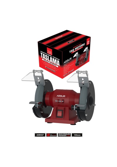 Assur 220W 125 MM Disk Çapı Zımpara Balta Bıçak Bileme Makinesi Taş Motoru Tezgah Üstü Taşlama - 3066
