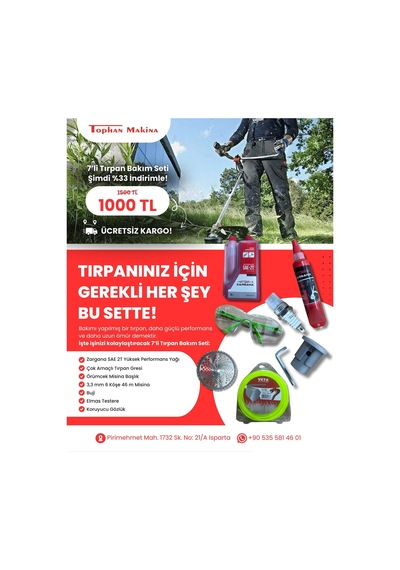 Zargana Motorlu Tırpan Bakım Ve Aksesuar Seti 7'li Set