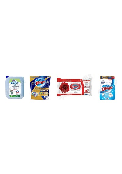 Bingo Çamaşır Suyu 4 Lt + Tablet Pro 20'li + Yüzey Tem.havlusu 96'lı + Beyazlar İçin Toz 8 Kg 4'lü Set Diğer