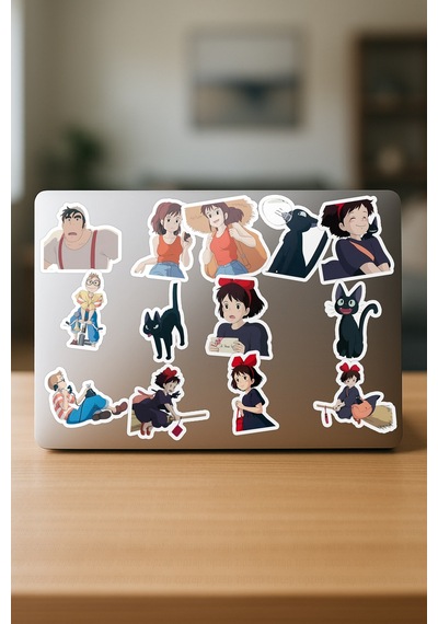 Kiki's Delivery Service Anime Telefon Laptop Bujo Yapışkanlı Folyo Sticker Paketi 23 Adet Çok Renkli