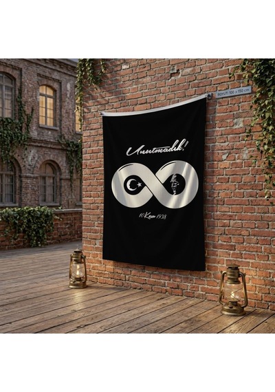 Unutmadık Yazılı Sonsuz İşaretli Atatürk Anma Bayrağı Poster Bayrak Raşel Kumaş 100x150 Cm Ata48 Diğer