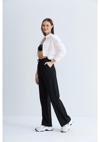 Sortie Collection Rahat Kesim Klasik Model Kumaş Pantolon Siyah-siyah Siyah