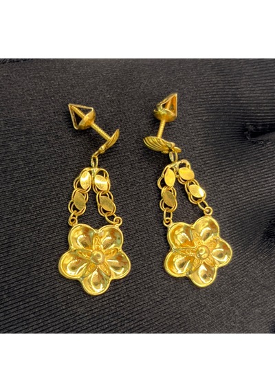 22 Ayar Altın Küpe Çiçekli 3.72gr - K01119
