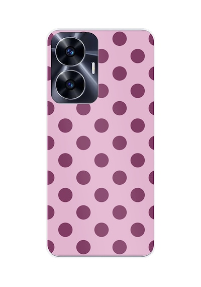 Realme C55 Uyumlu Mor Puantiyeler Baskılı Silikon Kılıf