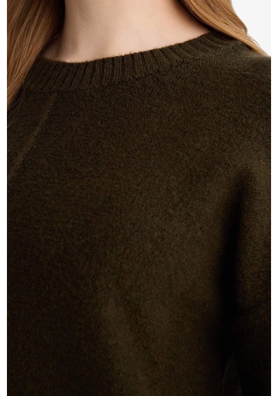 Defacto Loose Fit Bisiklet Yaka Triko Kazak Tunik F4547ax25wnkh117 Haki-kh117