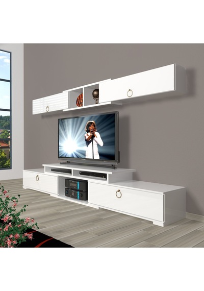 Decoraktiv Flex 5130 Mdf Gold Tv Ünitesi Tv Sehpası Beyaz