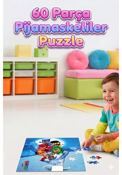 Pijamaskeliler 60 Parça Çocuk Puzzle Eğitici Ve Öğretici Figür Karakterli Oyuncak Yapboz