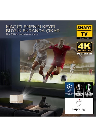Vankyo Aurzen Boom 3 WiFi + Bluetooth 300 Inç 4K Smart TV Projeksiyon Cihazı Altın
