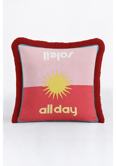 Güneş Motifli All Day Saçaklı Yastık Kılıfı-retro Solar Pembe Kırmızı Bordo Püsküllü Kırlent Kılıfı Derin Sahil Nektar