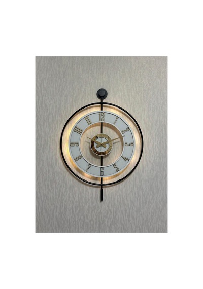 Pey Aksesuar Metal Camlı Duvar Saati 50 X 70 Cm Orta Boy Işıklı Gerçek Cam M51-siyah-şefaf-beyaz-gold M51-siyah-şefaf-beyaz-gold