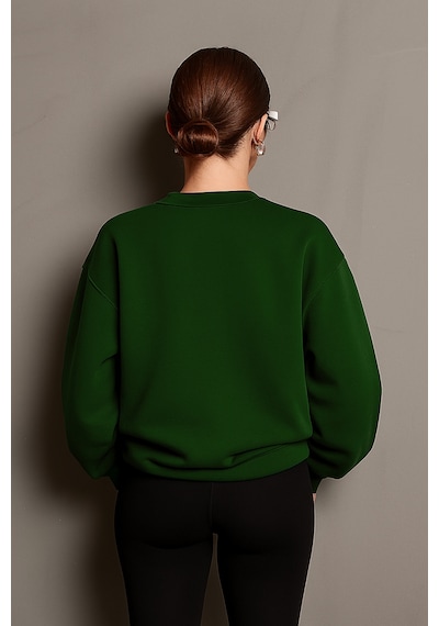 Uyguntarz Unisex Irides Serenity Baskılı Tasarım Oversize Sweatshirt Yeşil