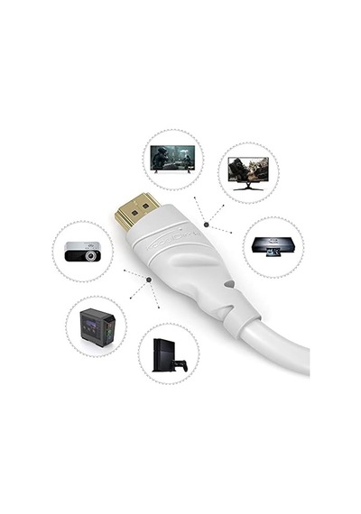 4k Hdmı Kablosu 20m 0,15-22,5m Arasında Mevcut Her Hdmı Bağlantısı İçin 4k 60hz, Yüksek Hızlı Ethernet, Tv, Blu-ray, Ps5, Xbox Series, Switch Beyaz