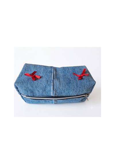 Cıny Denim Fiyonklu Pinterest Makyaj Çantası Tb041