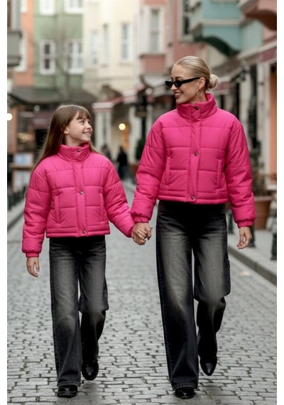 Veraura Lifestyle Kız Çocuk Pembe Çıtçıtlı Fermuarlı Şişme Mont