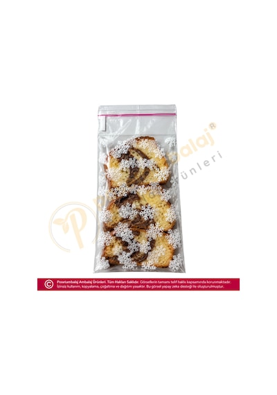 Kar Tanesi Desenli Bantlı Opp Poşet 10x20 Cm - 50 Adet