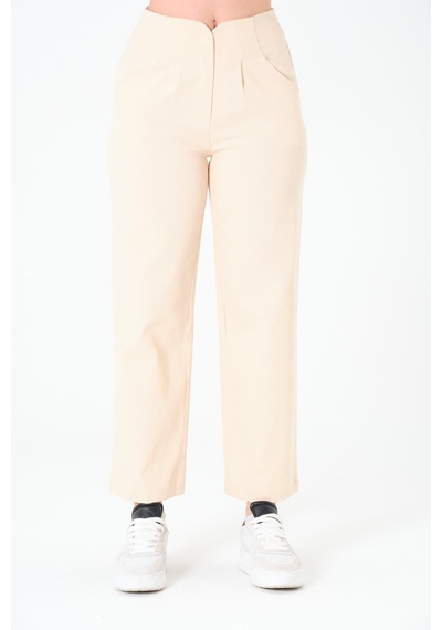 Sortie Collection Kemersiz Gabardin Pantolon Açık Bej