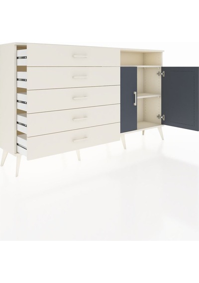 Arges Konsol 2 Raflı 5 Çekmeceli 2 Kapaklı 176x30x99 Aytaşı-antra Aytaşı-antrasit/aytaşı