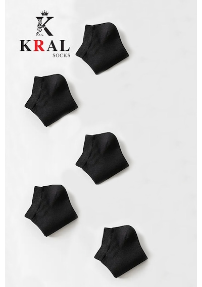 Kral Socks Kadın - Erkek 10 Çift Düz Desen Ekonomik Bilek Boy Patik Çorap Siyah