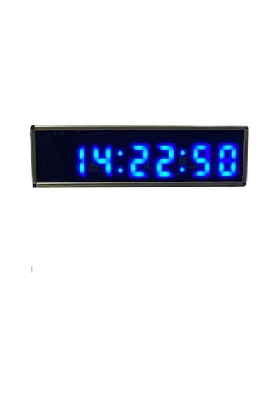 Saniyeli Dijital Led Duvar Ve Masa Saat Derece Ve Nem - Mavi Kasa Ölçüsü: 7x26 Cm