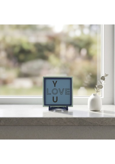 Love You Temalı Özel Tasarım Dekoratif Hatıra, Ev Ve Ofisiniz İçin Anlam Dolu Masaüstü Parçası 10x10