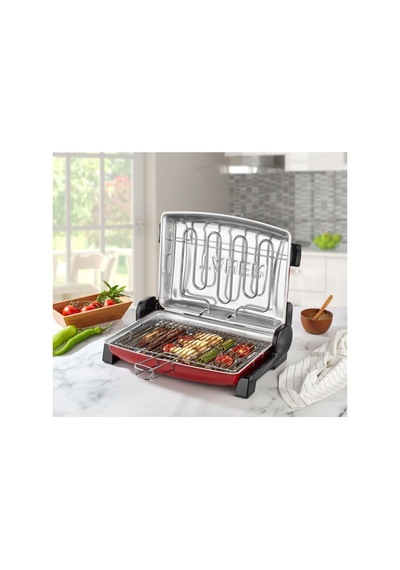 Taner Kebapçı Elektrikli Izgara Mangal Barbekü Çift Telli Büyük Boy + 37 x 28 CM  2 Adet Şiş
