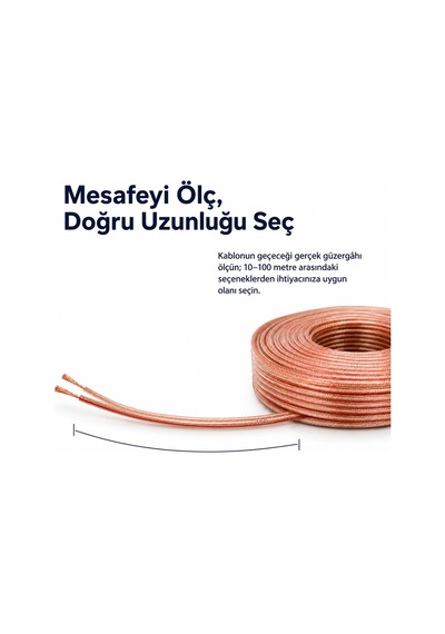 Mn251hkf 2x2.50 Mm Hoparlör Kablosu 50 Metre Şeffaf Kırmızı Çizgili Kordon Amfi Hoparlör Ve Ses Sistemi Kablosu 50 M