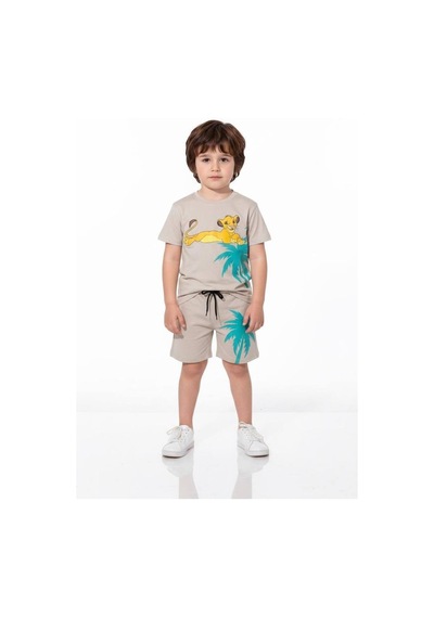 Miniko Kids Erkek Çocuk Lion Modelli Pamuk Şortlu Takım Ekru