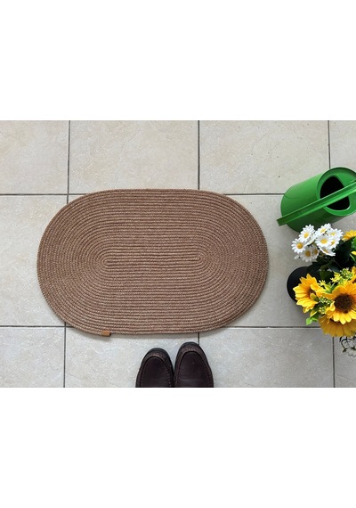 Jüt Düz Banyo Paspası Oval 45 X 75 Kahverengi