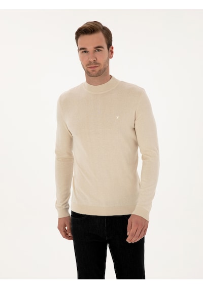 Cacharel Bej Slim Fit Pamuk Karışımlı Çeyrek Balıkçı Yaka Basic Triko Kazak Cacharel Bej Slim Fit Pamuk Karışımlı Çeyrek Balıkçı Yaka Basic Triko Kazak