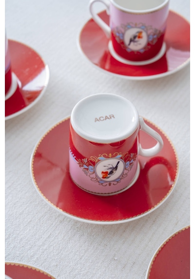 Acar Candy 6 Kişilik Porselen Kahve Fincan Takımı - 90 Ml Renkli