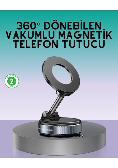 360 Derece Ayarlanabilir Manyetik Araç Telefon Standı Siyah