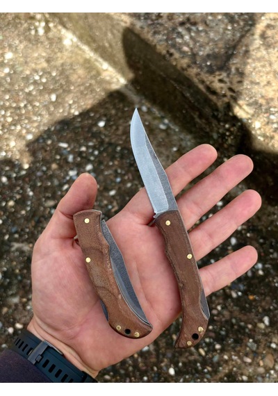 El Yapımı Kamp Çakısı 16 Cm Paslanmaz Çelik Kahverengi
