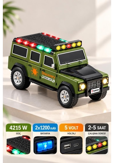 Torima Bluetooth Hoparlör Araba Tasarımlı Tws 15w Usb Speaker D95 Yeşil