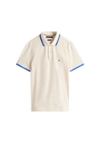 Tommy Hilfiger Cuff Interest Slım Krem Erkek Polo Yaka T-shirt