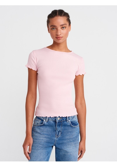 Dilvin 31935 Kısa Kollu T-shirt-toz Pembe Toz Pembe