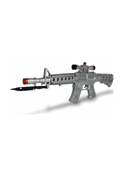 Sesli Renkli Işıklı Pille Çalışan Oyuncak Tüfek M16 Oyuncak Silah Özel Kuvvet Tüfeği 50 Cm