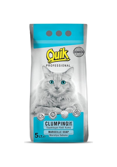 Quik Marsilya Sabun Kokulu İnce Topaklaşan Bentonit Kedi Kumu 5 L