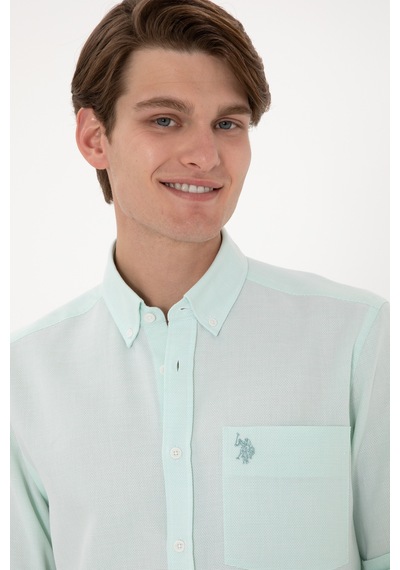 U.S. Polo Assn. Erkek Mint Regular Fit Cepli Gömlek 50306340-VR090