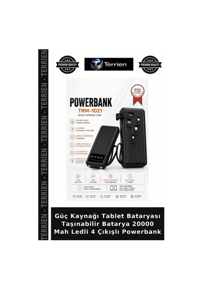 Güç Kaynağı Tablet Bataryası Taşınabilir Batarya 20000 Mah Ledli 4 Çıkışlı Powerbank Çok Renkli