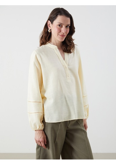 Lcwaıkıkı Classic Sarı Kaçık Yaka Oversize Bluz