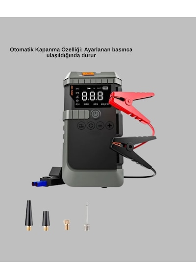 Şarjlı 12000 Mah Araç Akü Takviye Ve Hava Kompresörü 4 Ü 1 Arada Cn