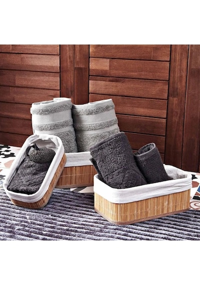 Busstier 3'lü Çok Amaçlı Bambu Organizer Seti, Çok Boyutlu Mutfak Banyo Ev Sepetleri, Büyük, Orta, K Sku: Smg8690010523938 Açık Mavi