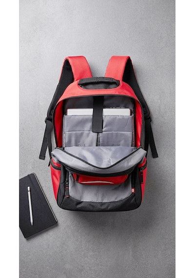 Sol - Marvın Unisex 15 Laptop Sırt Çantası Kırmızı/siyah