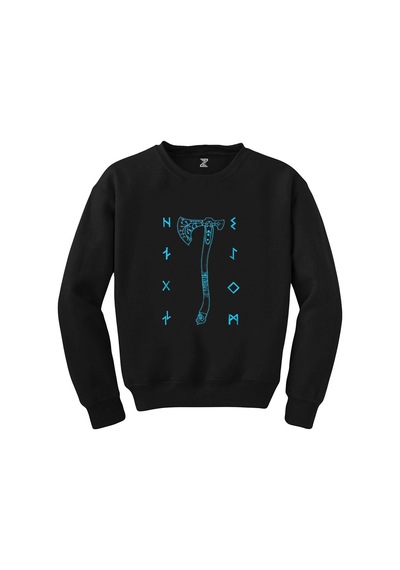 God Of War Ragnarok Kratos Baltası Siyah Sweatshirt Siyah